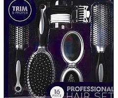 Professional 16 Piece Hair Care Kit Gift Set features Curling Brush Paddle Brush Styling Brush Butte