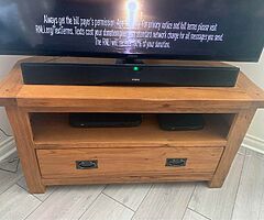 Heavy Oak Corner TV Unit and 2 sets of nest tables