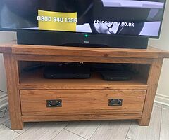 Heavy Oak Corner TV Unit and 2 sets of nest tables