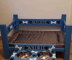 Dog bed  and bowls