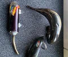 Fmf powercore 2.1 header and silencer , pro carbon header guard