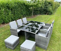 CUBE GARDEN RATTAN FURNITURE SET - 10 SEATER - DELIVERY 