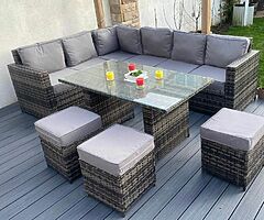 10 SEATER CORNER RATTAN SET + DINING TABLE - DELIVERY 