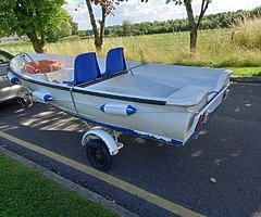 12 ft fiberglass  boat  and  trailer