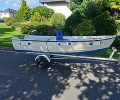 12 ft fiberglass  boat  and  trailer