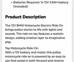 Electric Bmw 12v Bikes x 2