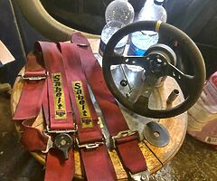 Drift car seat belts and steering wheel