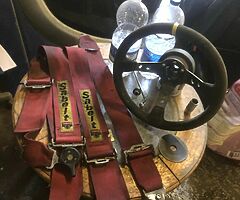 Drift car seat belts and steering wheel