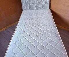 Single bed and mattress with velvet head bord mint - Image 4/4