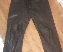 Leather Biker Jeans