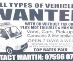 Cars and van wanted