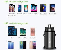 Baseus Car Charger, USB C Car Adaptor with PD3.0 5A 30W Quick Charge for iPhone X/XS/XR/XSMax, iPad - Image 6/7