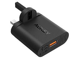 AUKEY Quick Charge 3.0 USB Wall Charger 18W Fast Charger Samsung Galaxy S8/S7/S8+/Note 8, LG G4/G5,