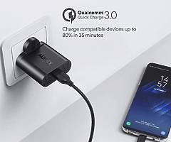 AUKEY Quick Charge 3.0 USB Wall Charger 18W Fast Charger Samsung Galaxy S8/S7/S8+/Note 8, LG G4/G5,