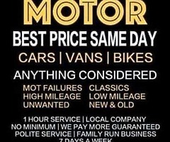 All types of cars and vans wanted for cash trucks buses Jeep campers caravans motorbike quad bike ge