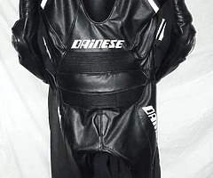 Dainese Black Color motorbike Leather Racing Suit