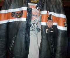 Harley davidson leather jacket and harley Softail original handlebars and all cables