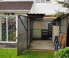 Motorcycle Garage / Steel Shed with Skylight, Electricity and Lights, Complete & Secure, Portabl