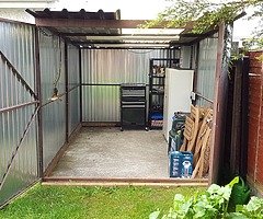 Motorcycle Garage / Steel Shed with Skylight, Electricity and Lights, Complete & Secure, Portabl