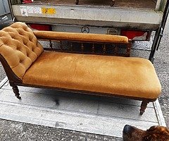 Antique chaise lounge button back