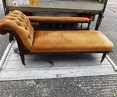 Antique chaise lounge button back