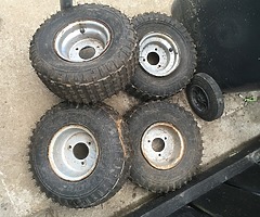 Here I have are 4 like brand new quad tyres and rims no longer need plenty off thread left on them s - Image 4/4