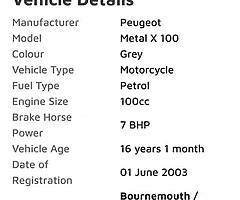 Here I have we Peugeot metal x100 moped we 100cc mot till 1st dec 19 will need bit tlc tbh